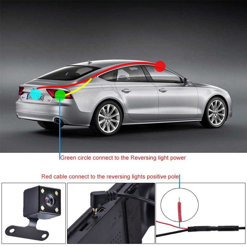 9.66 Inch Dual Wireless Dashboard Camera Dash Cam Video Driving Recorder 170 Degree