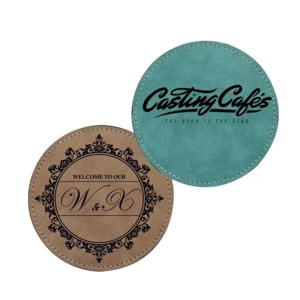Custom Print Logo Sublimation Blanks Coasters Round Square Colorful PU Leather Sublimation Coaster