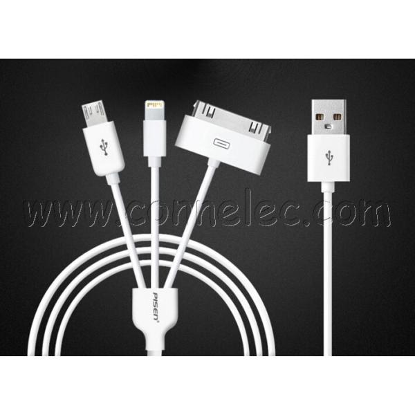 original Pisen 3 in 1 USB cable, Iphone 4(s)USB+Iphone (6, 5) USB+Android