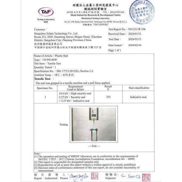 US-PS340W Tamper Proof Plastic Security Seals With 334N Tensile Strength