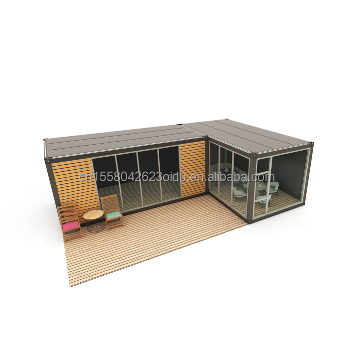 Steel Frame Galvanized Steel Bending 180g Simple Prefab Log Cabins Wooden Small House Portable Cabins with 20ft or 40ft Size