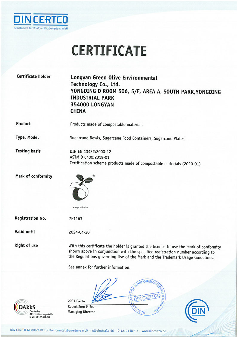 Green Olive Environmental Technology Co., Ltd. Certifications
