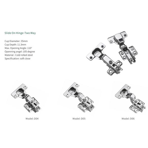D04 Universal Two Way Cabinet Door Hinge Slide On Soft Closing