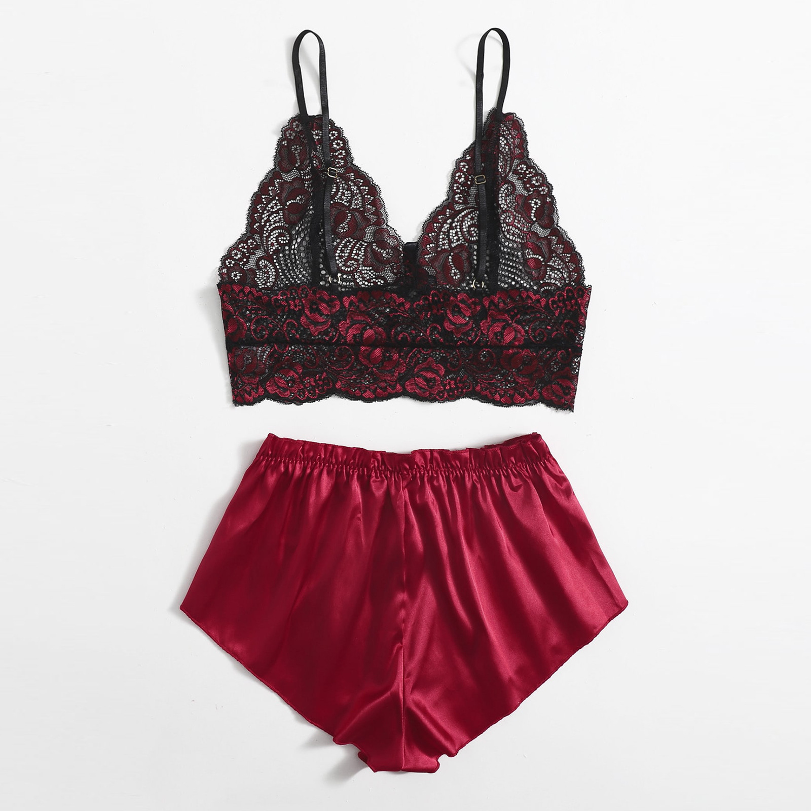 Mature Thin Sleepwear Silk Fabric Lace Bra Underwear Set Sexy Lingerie For Hot Girl
