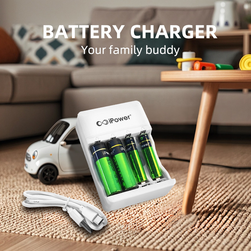 4 slots Fast USB Battery smart Charger AA AAA NiMH NICD Battery Plug-in Charger