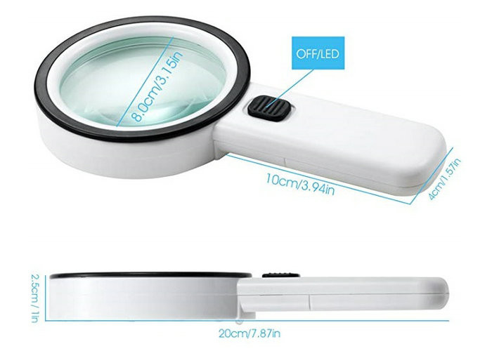 10X High Handheld Magnifying Glass with LED and UV Light,Illuminated Magnifier for Reading,Inspection,Exploring,Hobbies