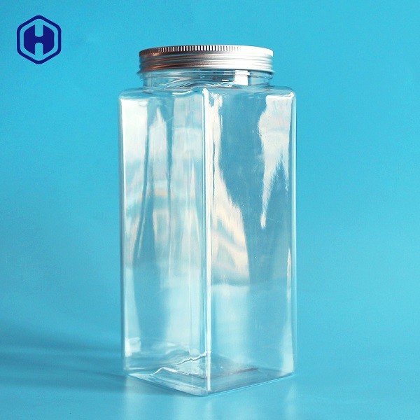 Durable Sturdy Square Wide Mouth Plastic Jars Recyclable Non Toxic