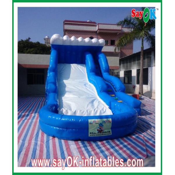 Inflatable Slip And Slide With Pool Enviromentally-Friendly Blue Ocean Inflatable Slide 0.55mm PVC With Water Pool