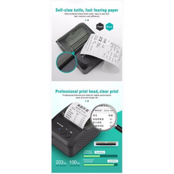 Portable 90mm/sec 58mm Bluetooth Thermal Printer Carav Handheld Pos Printer