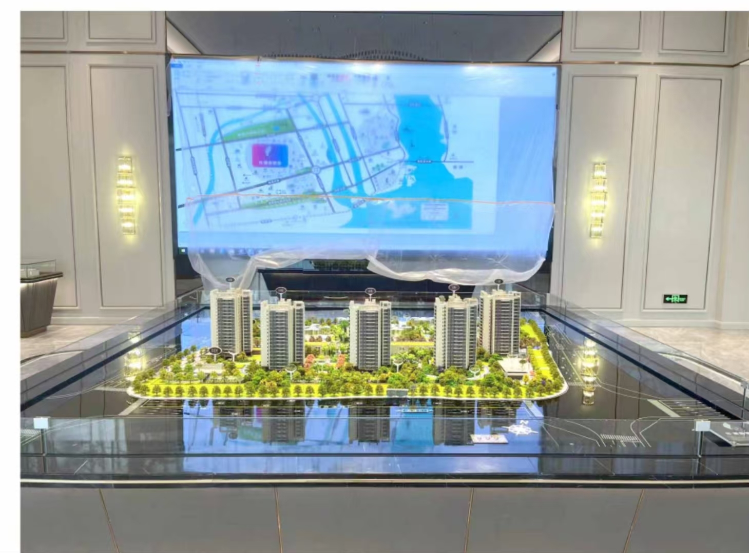 Contemporary Architectural Scale Model Illuminated Towers 1:150 Scale Model