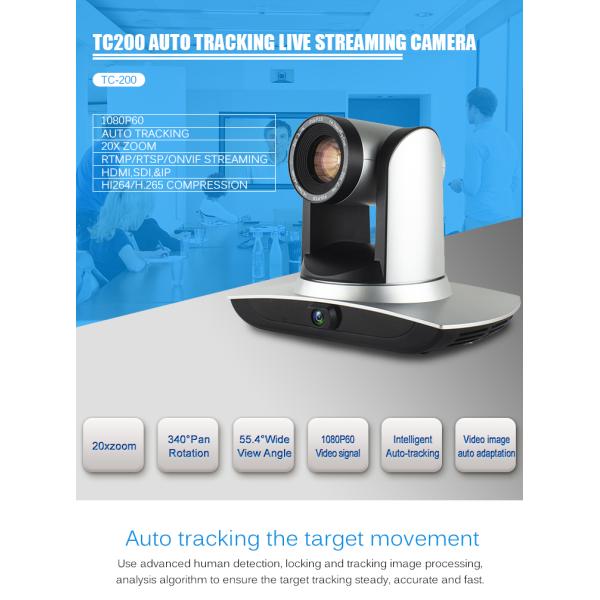 Auto Tracking CMOS Sensor Wall Mounted PTZ Camera For Video Conference