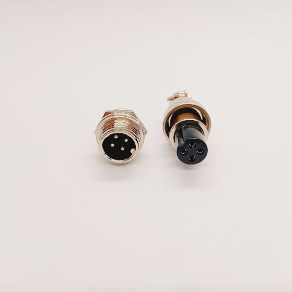 IP 65 Aviation Plug Connector GX12-4 Pin with 1500V Withstand Voltage and Aluminum Alloy Body