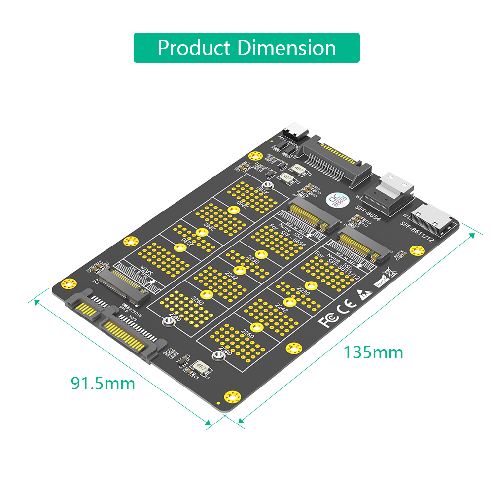 M.2 NVMe SSD to SFF-8611/8654 Adapter 6Gb/s Bandwidth