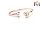 OEM ODM Geometry Heart Open Cuff Bracelets With Stone