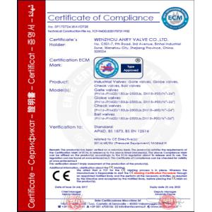 WENZHOU ANRY VALVE CO.,LTD. Certifications