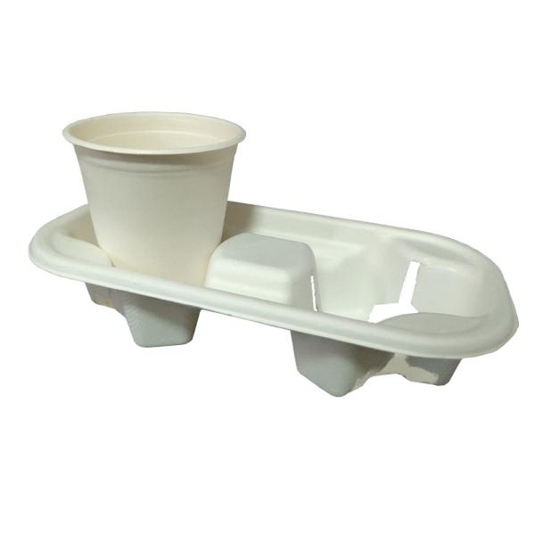 Zero Plastic Compostable Sugarcane Bagasse 2 Cup Carrier