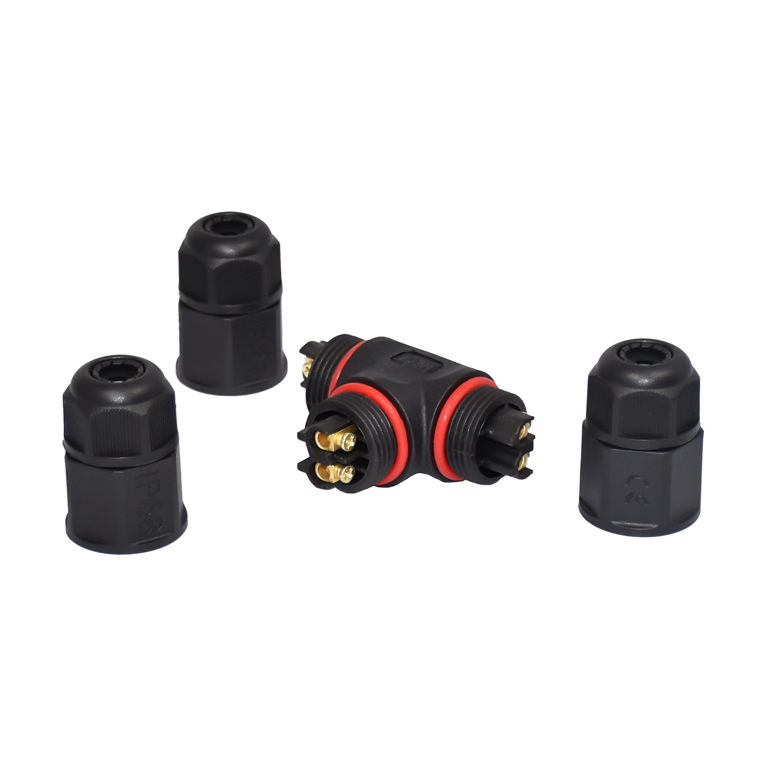 T Type IP67 Waterproof Connector , 250V 2pins Solar Cable Connector