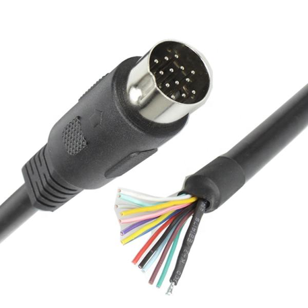 Custom 1M 2M Shield 13 PIN Din Connector to Open Wire Pigtail Cable