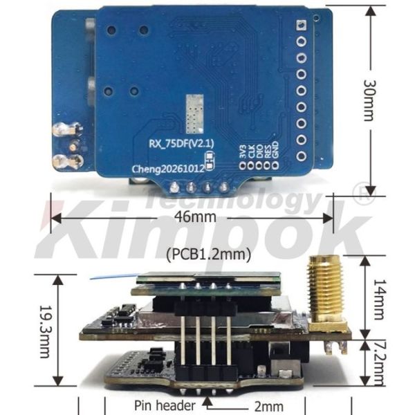 Kimpok 7.2GHz FPV Video Receiver Module VRX-75DF with 64 Channels and High Sensitivity