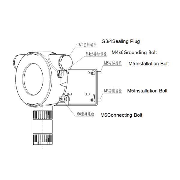 RS485 Combustible Gas Detector 4-20mA with Real Time Concentration / Temp Readout