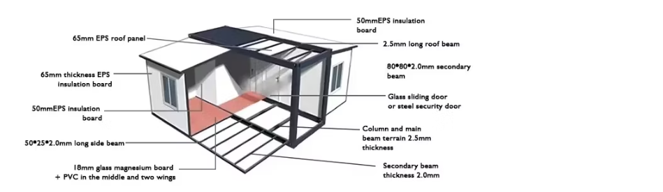 20FT 40FT Expandable Container House Steel Structure Movable
