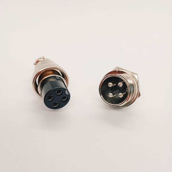 IP 65 Aviation Plug Connector GX12-4 Pin with 1500V Withstand Voltage and Aluminum Alloy Body
