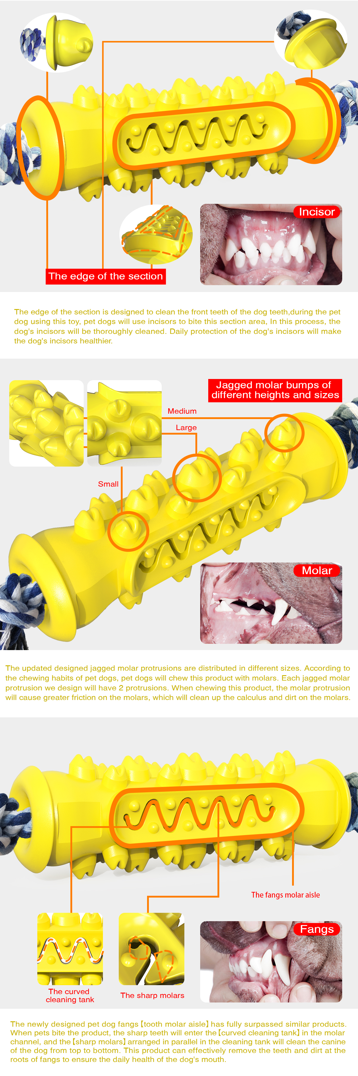 Factory Direct Sale With Rope Single Serrated Molar Stick Pet Dog Teeth Cleaning Dog Training Toy