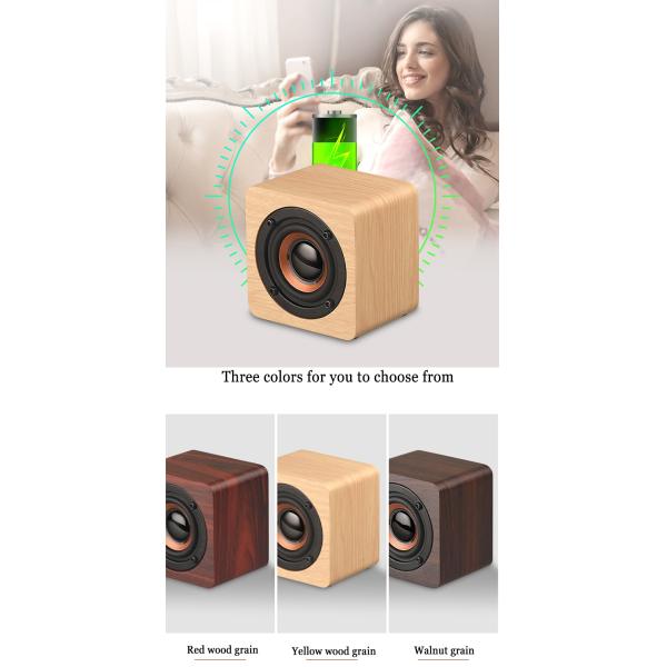 Mini Squre Wood Portable Bluetooth speaker 3W 1200mAh for Cellphone