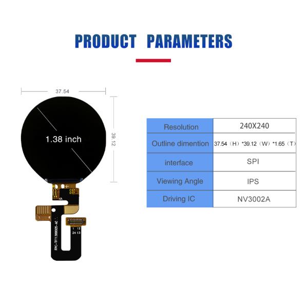 1.38 Inch Round Tft Display Arduino SPI 240x240 Resolution IC NV3002A