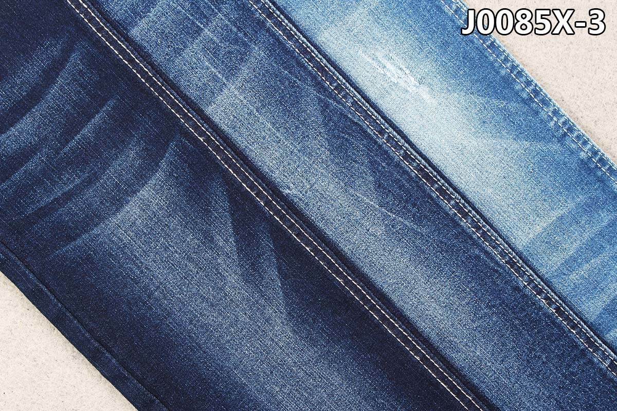 9.4 Oz Middle Weight TR Denim Twill Fabric Slub Effect In Warp Direction Blue Cyan