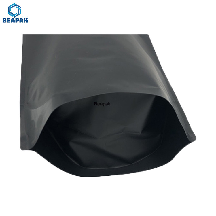Quality Stock Aluminium Foil Zipper Doypack Black Matte Stand Up Pouch for sale