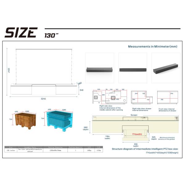 Motorized Laser TV Cabinet with UST Projector Platform and Formaldehyde-Free MDF Board for Easy Assembly
