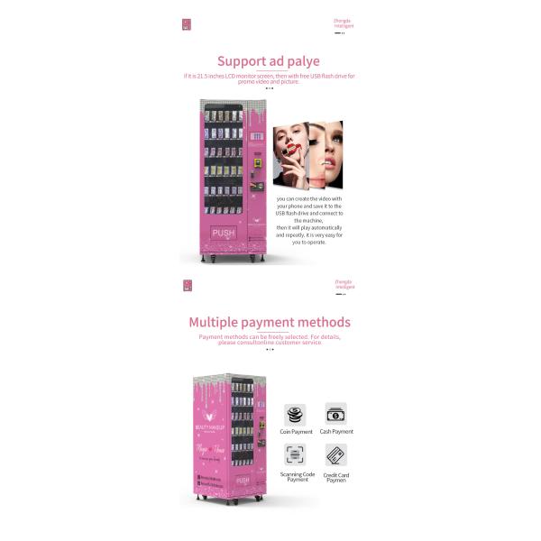 Cheaper Price Small Vending Machine Customized pink Vending Machine for False Lashes and Cosmetic Items with Coin Cash apple Pay