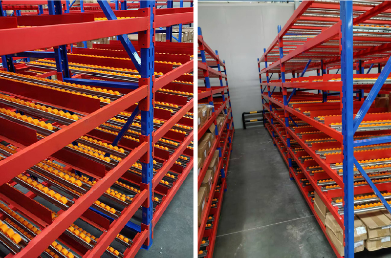 Warehouse Flow Rack for Carton Storage Box Flow Gravity Storage Roller Racking Carton Flow Racking