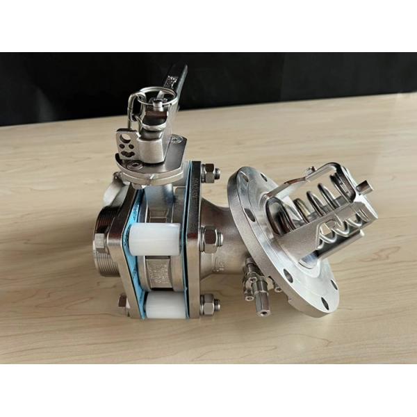 ISO Tank Container Spare Parts 3 inch 45 Degrees Bottom Discharge and Sample Valve with Pressure Gauge 1.4''BSP 0-40 bar