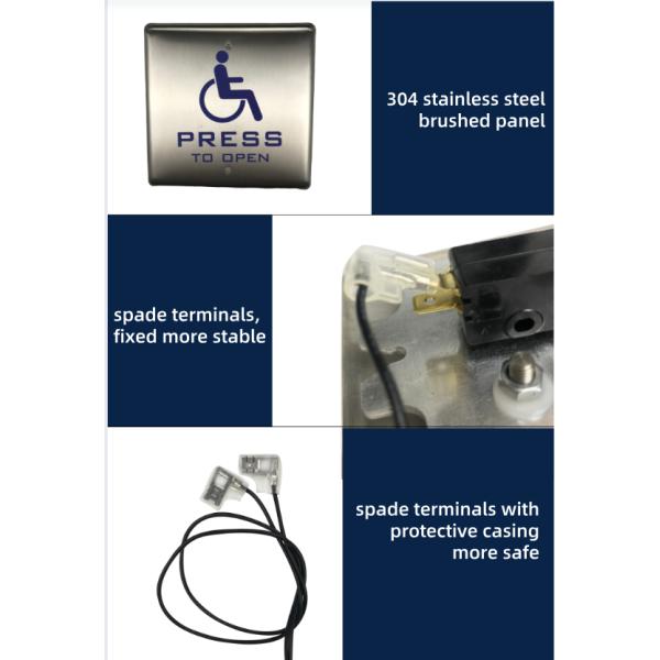 SS304 125VAC 12V 15x115x45mm Disabled Push Button