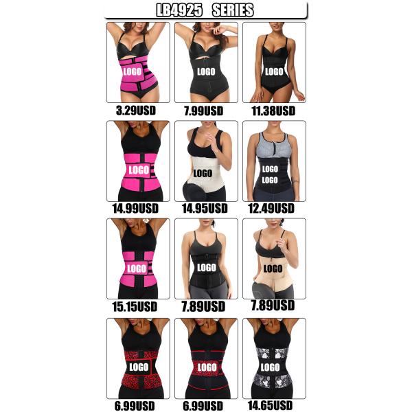 HEXIN Custom Print Logo Zipper Front Compression Double Belt Neoprene/Latex Waist Trainer Women For Lose Weight