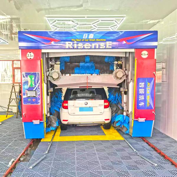 Risense CE Certified High Pressure 5 Brushes Rollover Automatic Car Wash Machine for Sale in Germany with Wheel Brushes