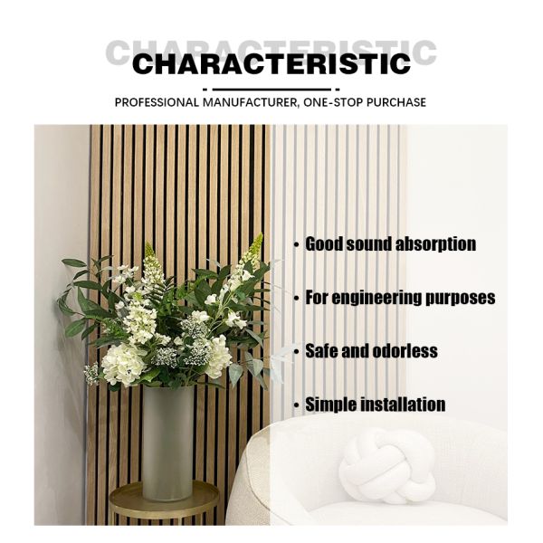 Wood Slat Acoustic Panel Fire Rated MDF Core Sound Absorbing Wall Cladding