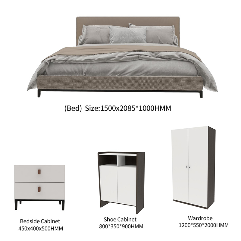 China Manufacturer Contemporary Apartment Bedroom Furniture Bed Wardrobe Desk Combination