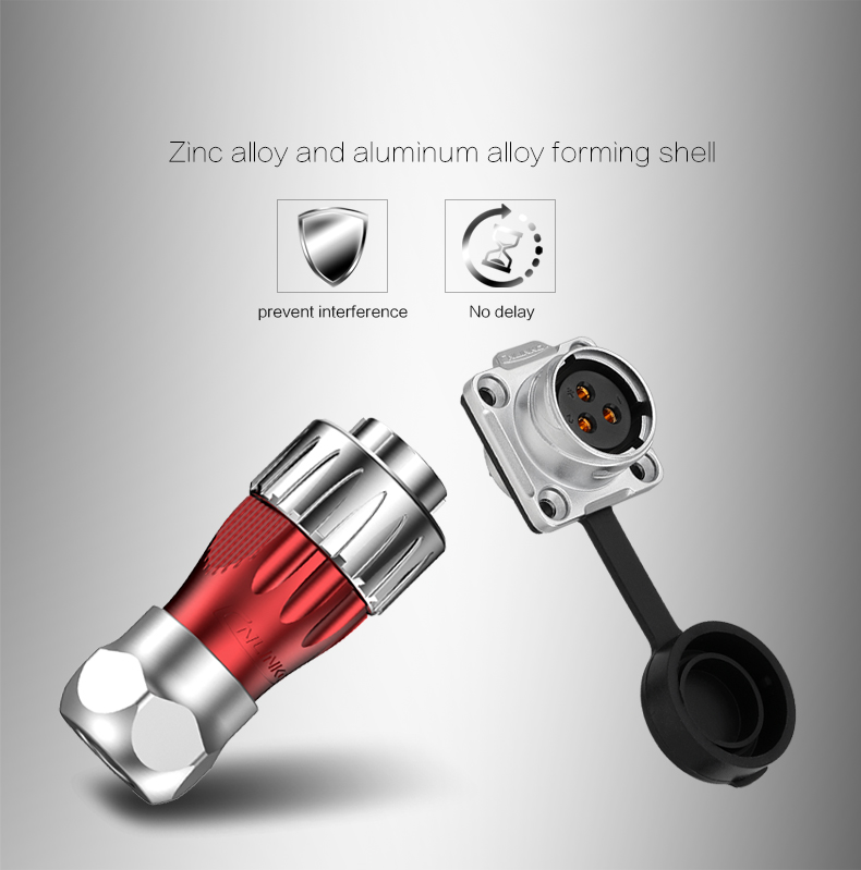 CNLINKO Waterproof Electrical Male Female Connector 3 Pole Wire Plug Socket 3 Pin Power Connector