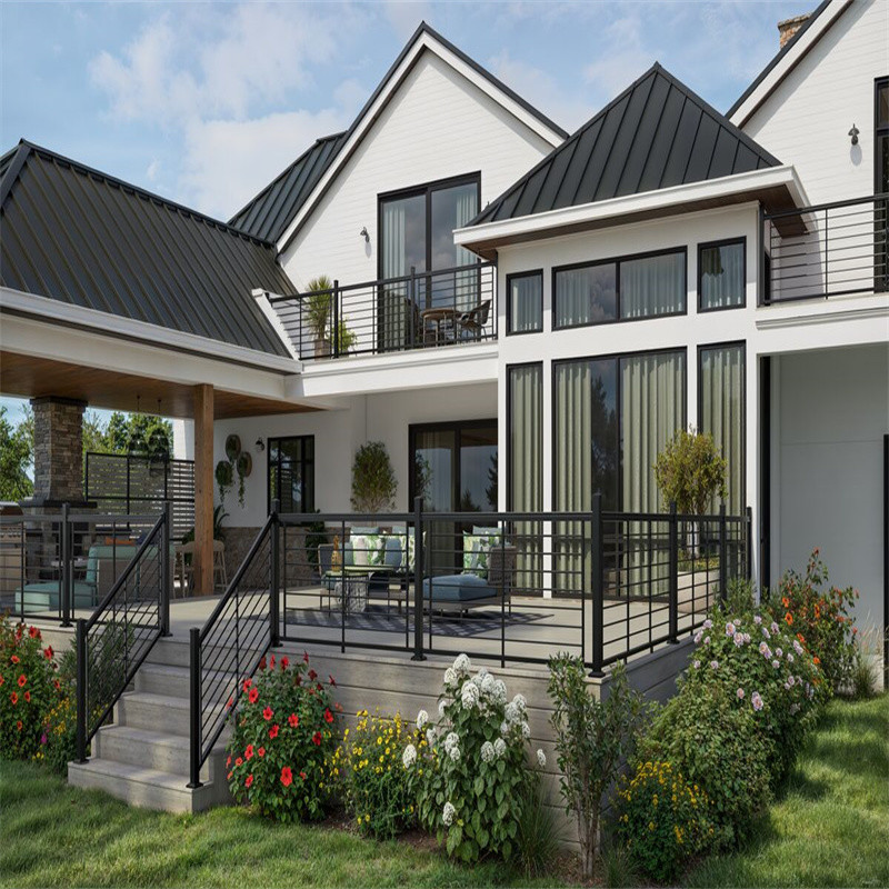 Simple designed Balcony And Stairs Black Aluminum Railing For Villa