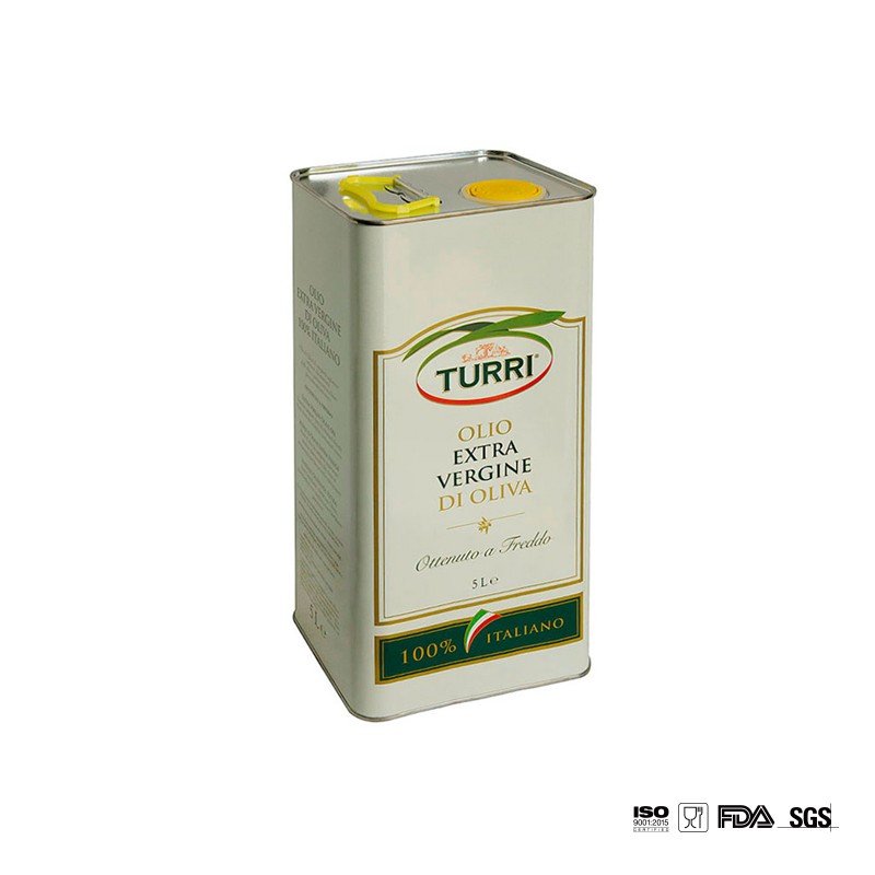 DADI 5L Square Food Oil Can, Tin Container 5000ML Metal Oil Packaging Rectangle Food-Grade Tinplate