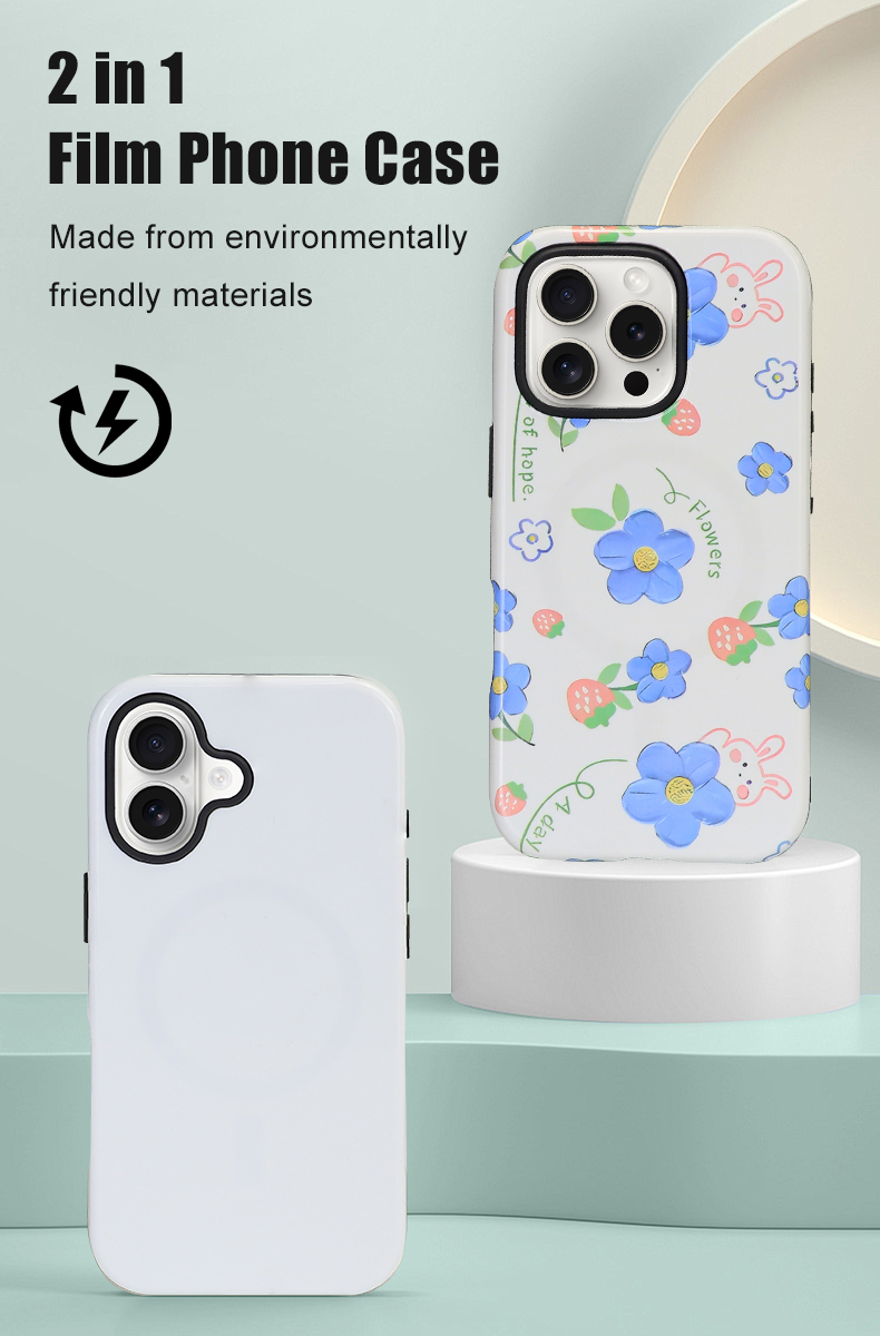 Sublimation Film 2 in 1 3D Mobile Phone Case Covers Blank Custom Compatible with iPhone