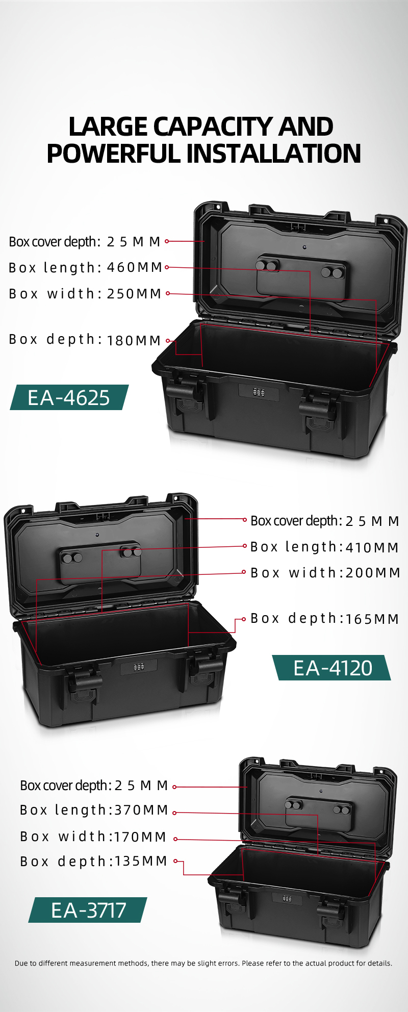 Water Resistant Tool Storage Box PP Customized Truck Tool Boxes High Capacity