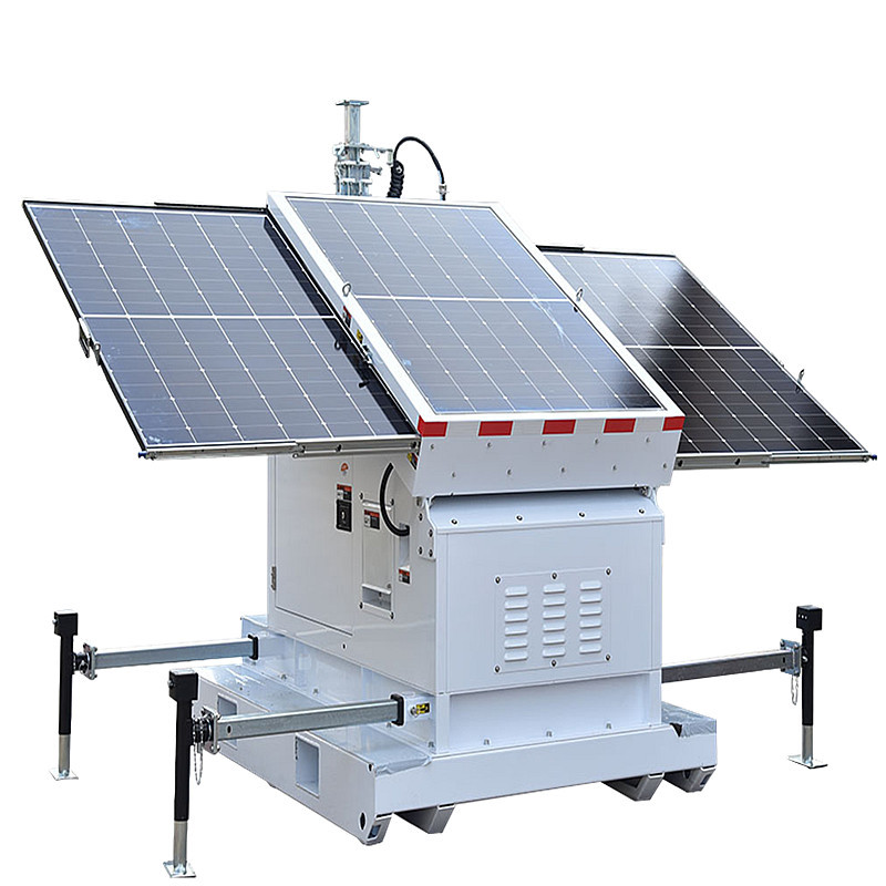 Mast Lifting Manual Winch Mobile Light Tower For Emergency Response Zones 9m Telescoping Mast Solar Light Tower