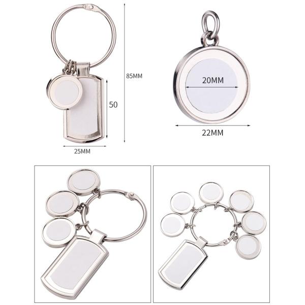 Sublimation Blank Metal Key Chain With 6 Round Tags Diy Photo Keychains
