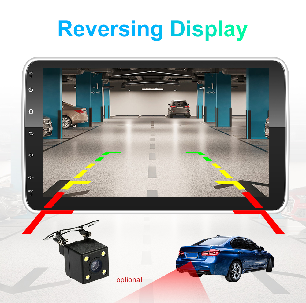 Universal 10.36' IPS Android Car Radio GPS Wifi 1 Din Touch Screen Carplay HD Camera