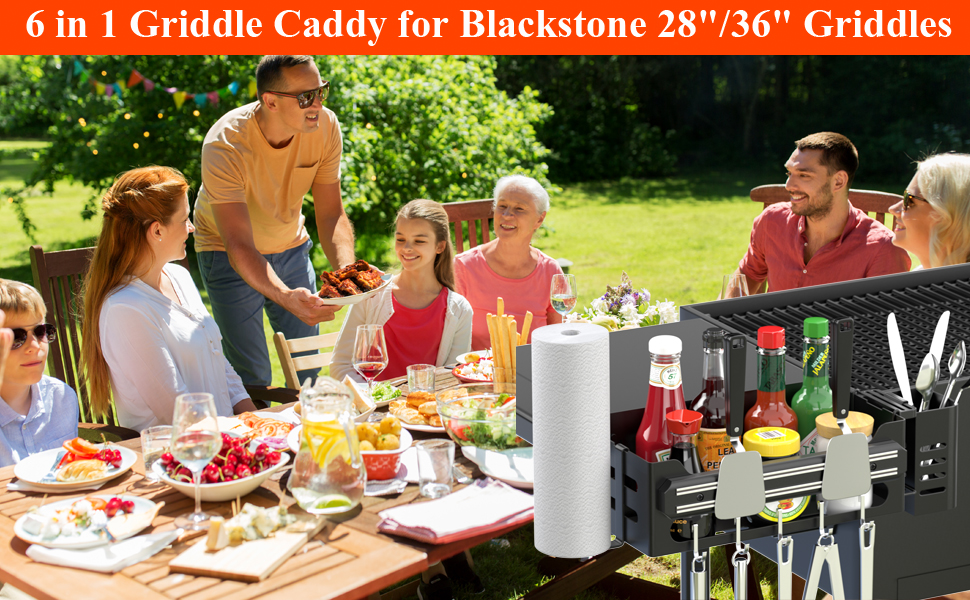 Handy BBQ Accessories Storage Caddy with Magnetic Tool Holder and Paper Towel Holder