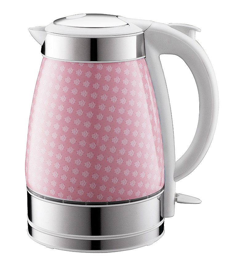 Pink Cordless Electric Tea Kettle Boil Dry Overheat Protecting Safe Operate